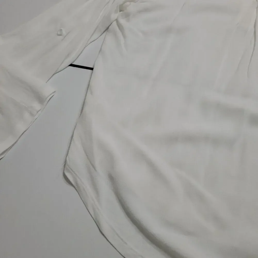 Francescas Harper Shirt Womens Small Long Sleeve Boho Blouse White Comfort Top‎